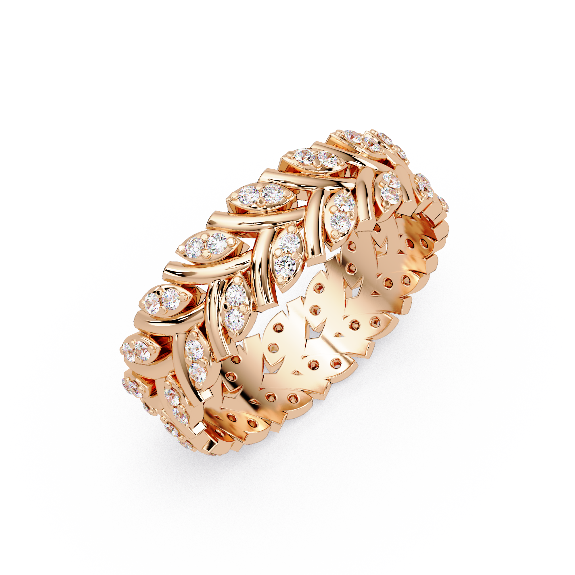Nature Inspired Round Cut Diamond Eternity Ring