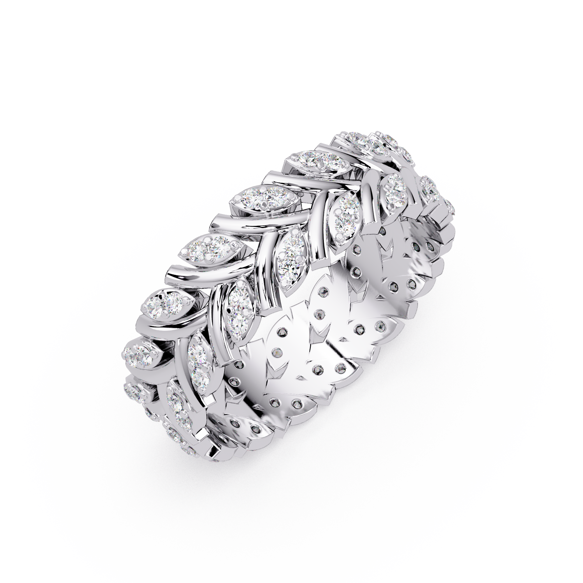 Nature Inspired Round Cut Diamond Eternity Ring