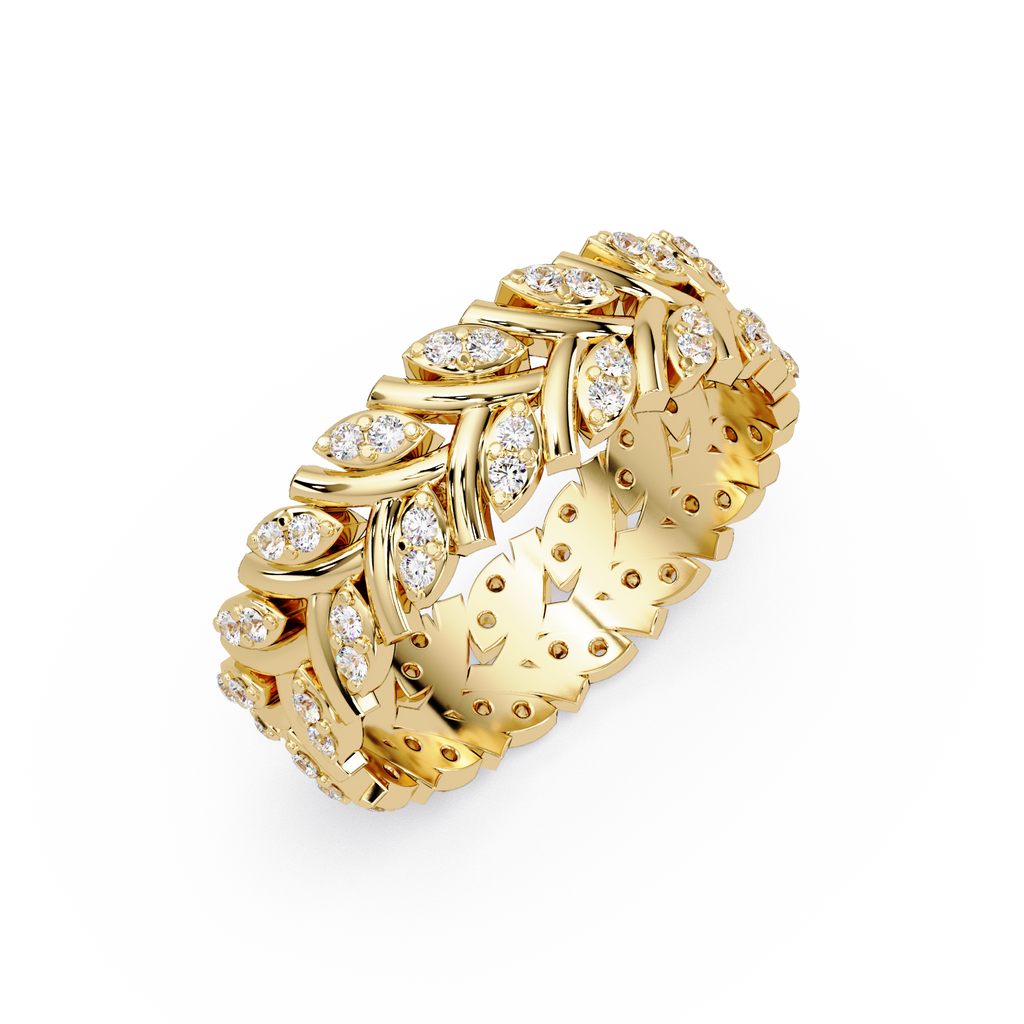 Nature Inspired Round Cut Diamond Eternity Ring