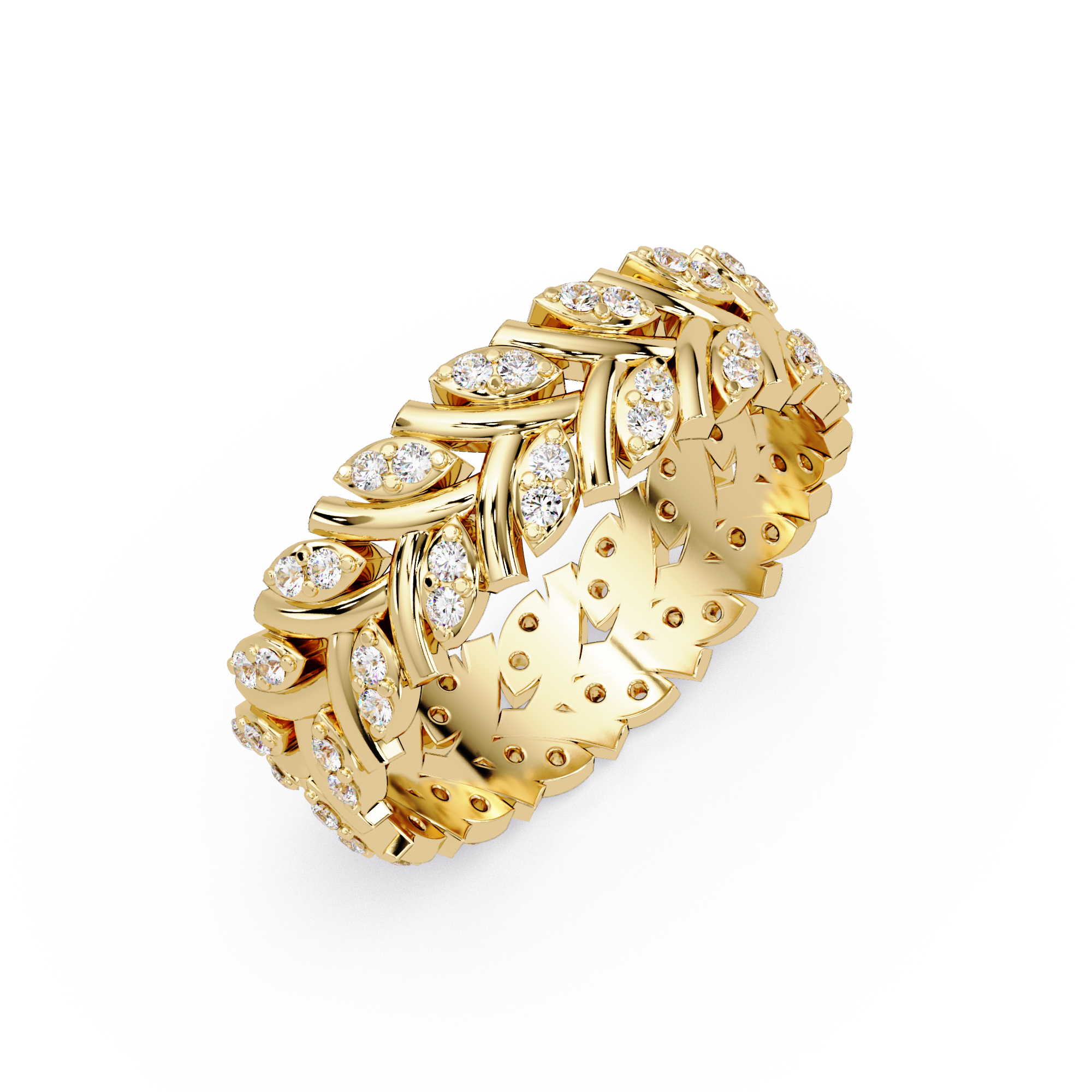 Nature Inspired Round Cut Diamond Eternity Ring