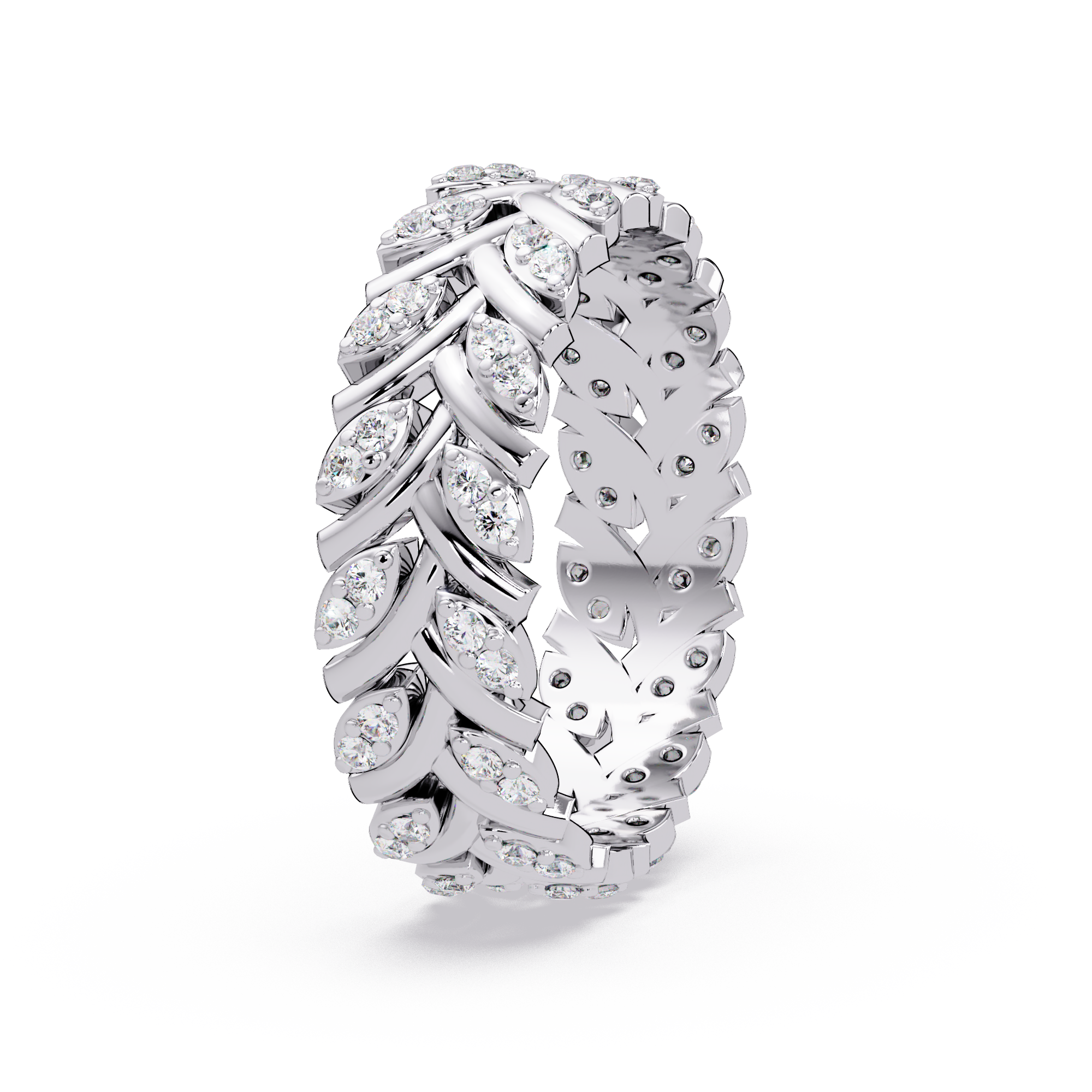 Nature Inspired Round Cut Diamond Eternity Ring