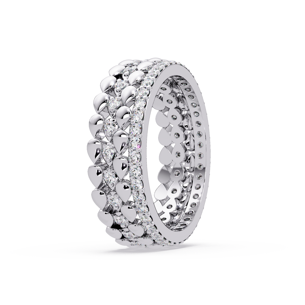 Artisan Crown Motif Multi-Row Diamond Statement Ring