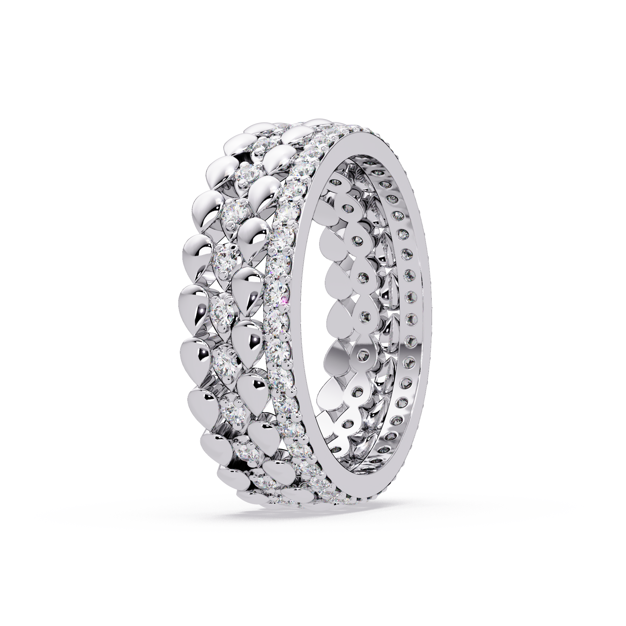 Artisan Crown Motif Multi-Row Diamond Statement Ring