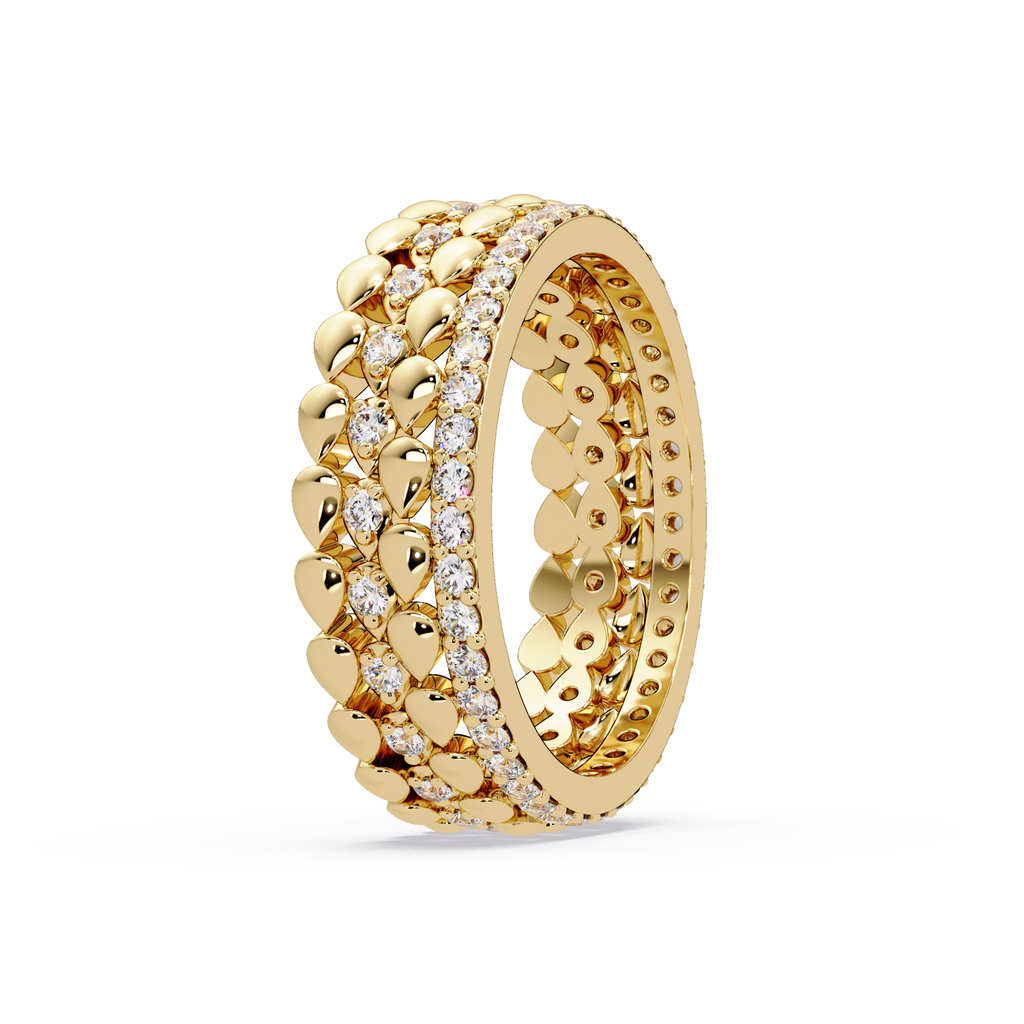 Artisan Crown Motif Multi-Row Diamond Statement Ring