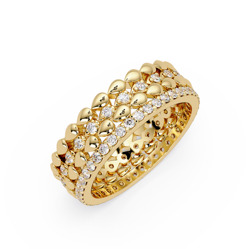 Artisan Crown Motif Multi-Row Diamond Statement Ring