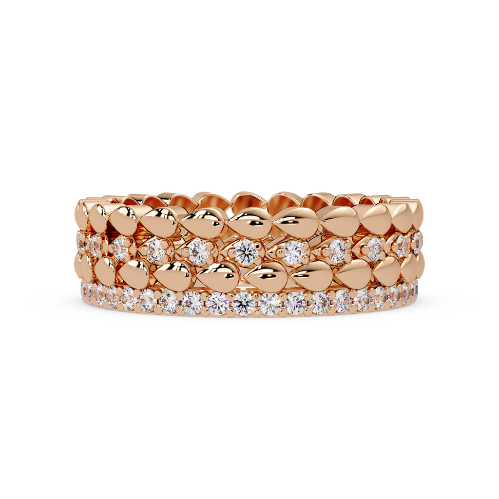 Artisan Crown Motif Multi-Row Diamond Statement Ring