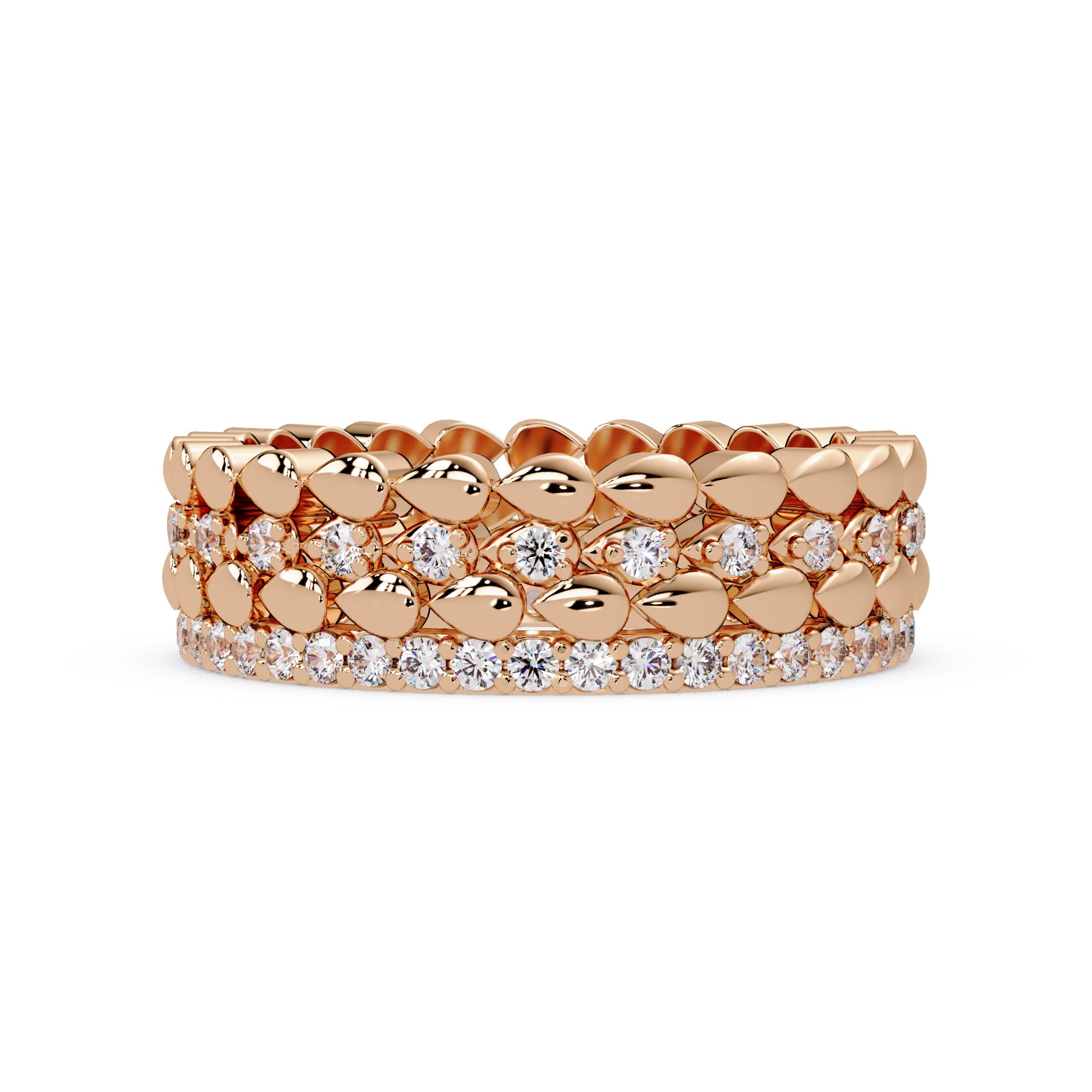 Artisan Crown Motif Multi-Row Diamond Statement Ring