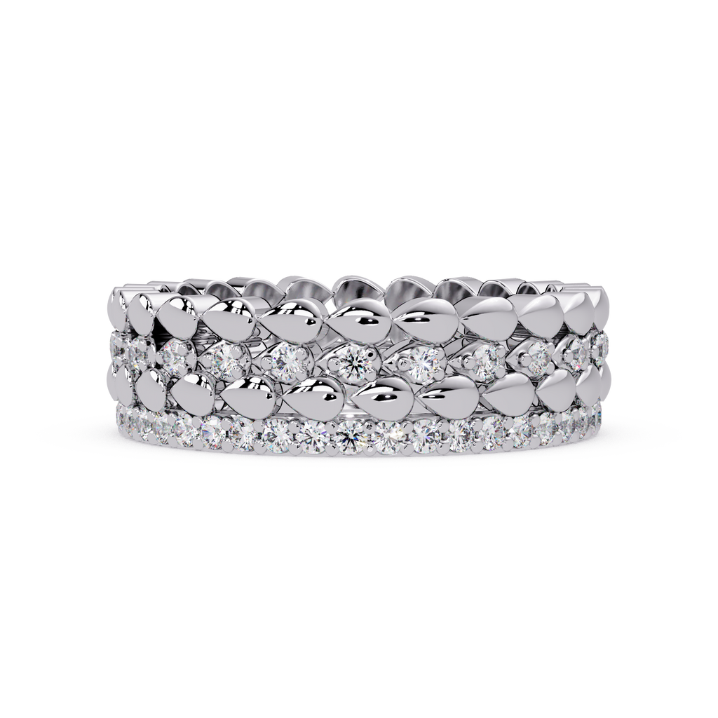 Artisan Crown Motif Multi-Row Diamond Statement Ring