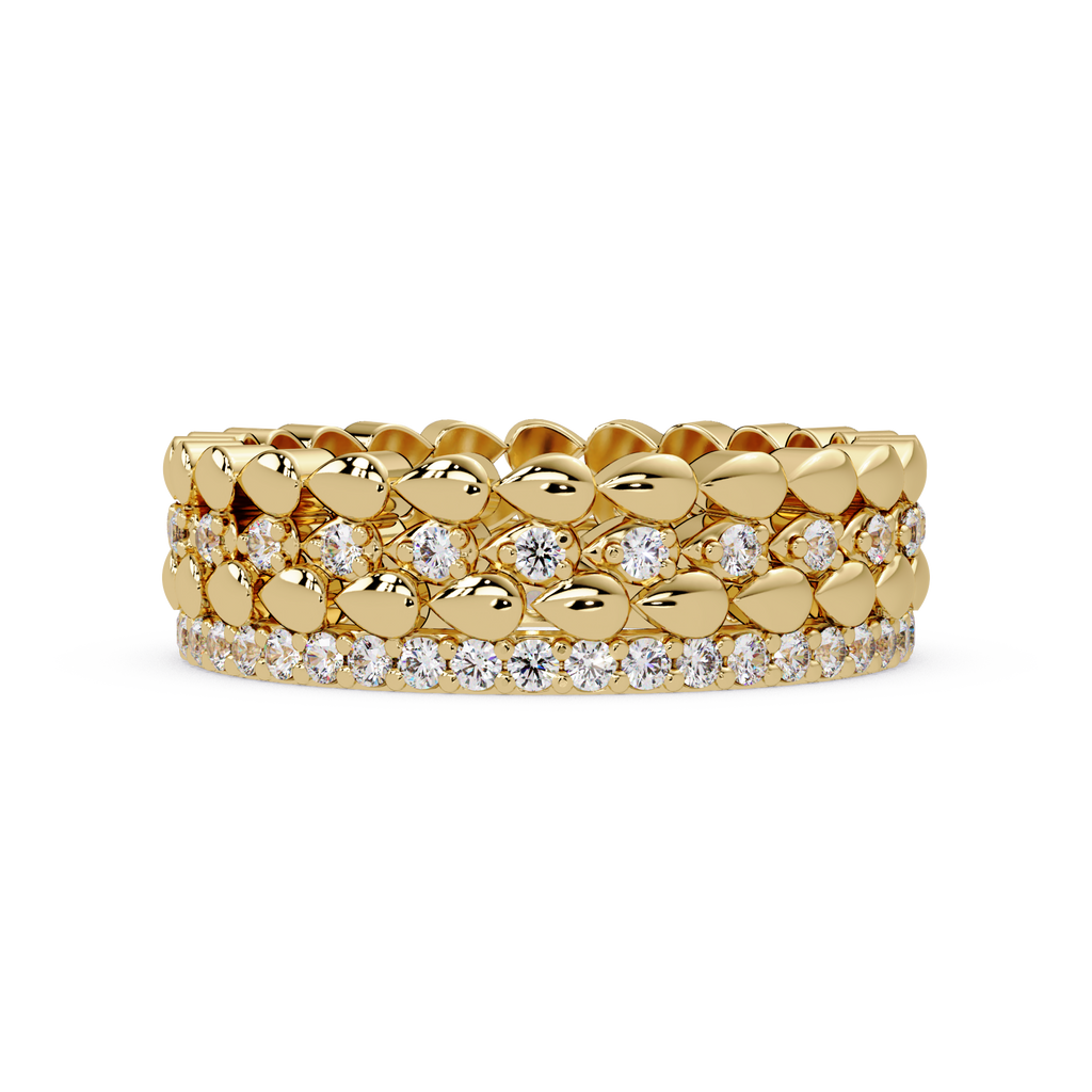 Artisan Crown Motif Multi-Row Diamond Statement Ring