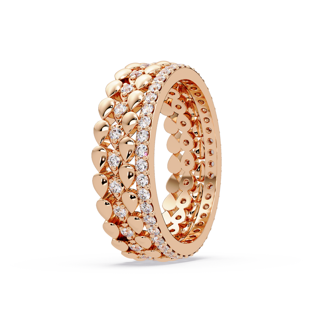 Artisan Crown Motif Multi-Row Diamond Statement Ring