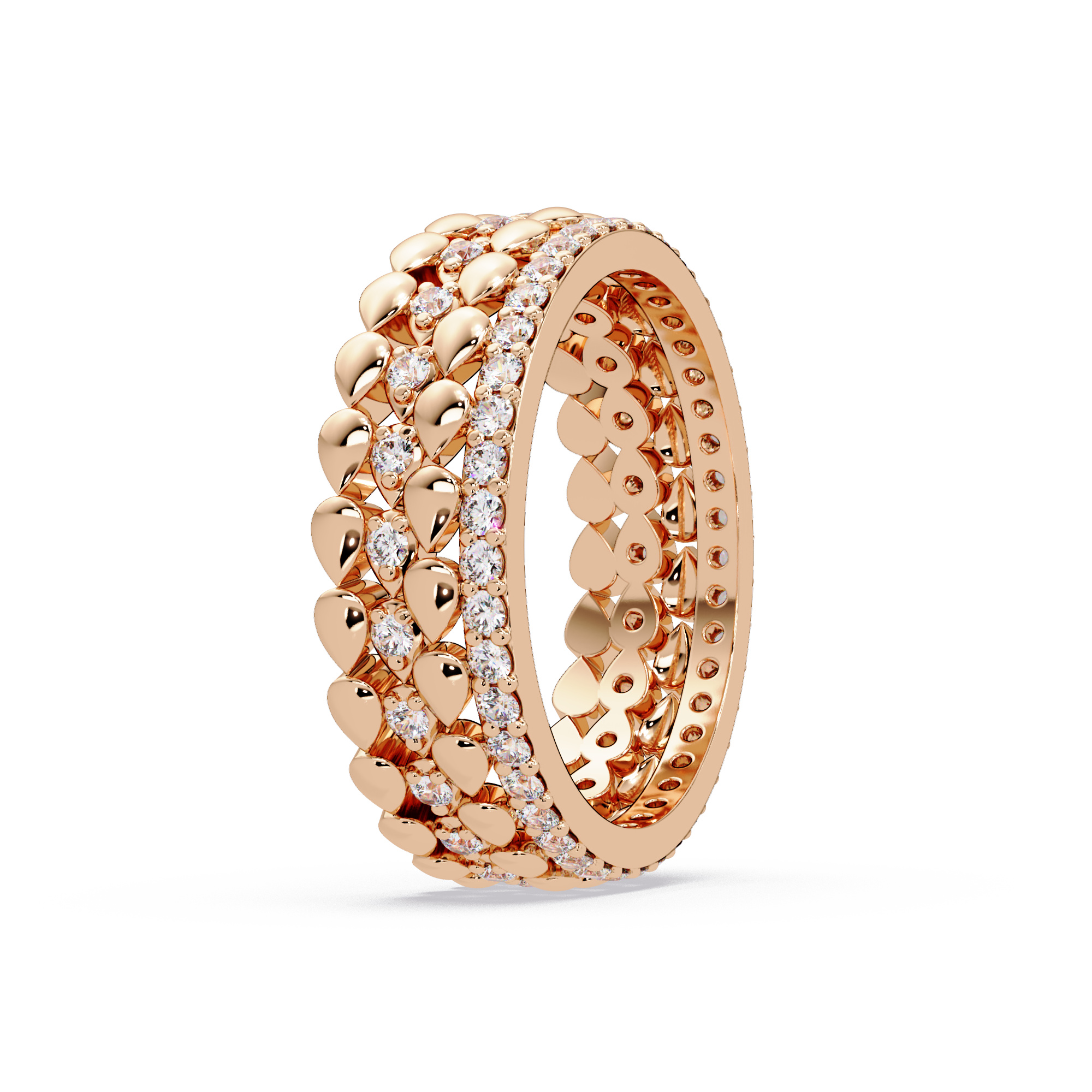 Artisan Crown Motif Multi-Row Diamond Statement Ring