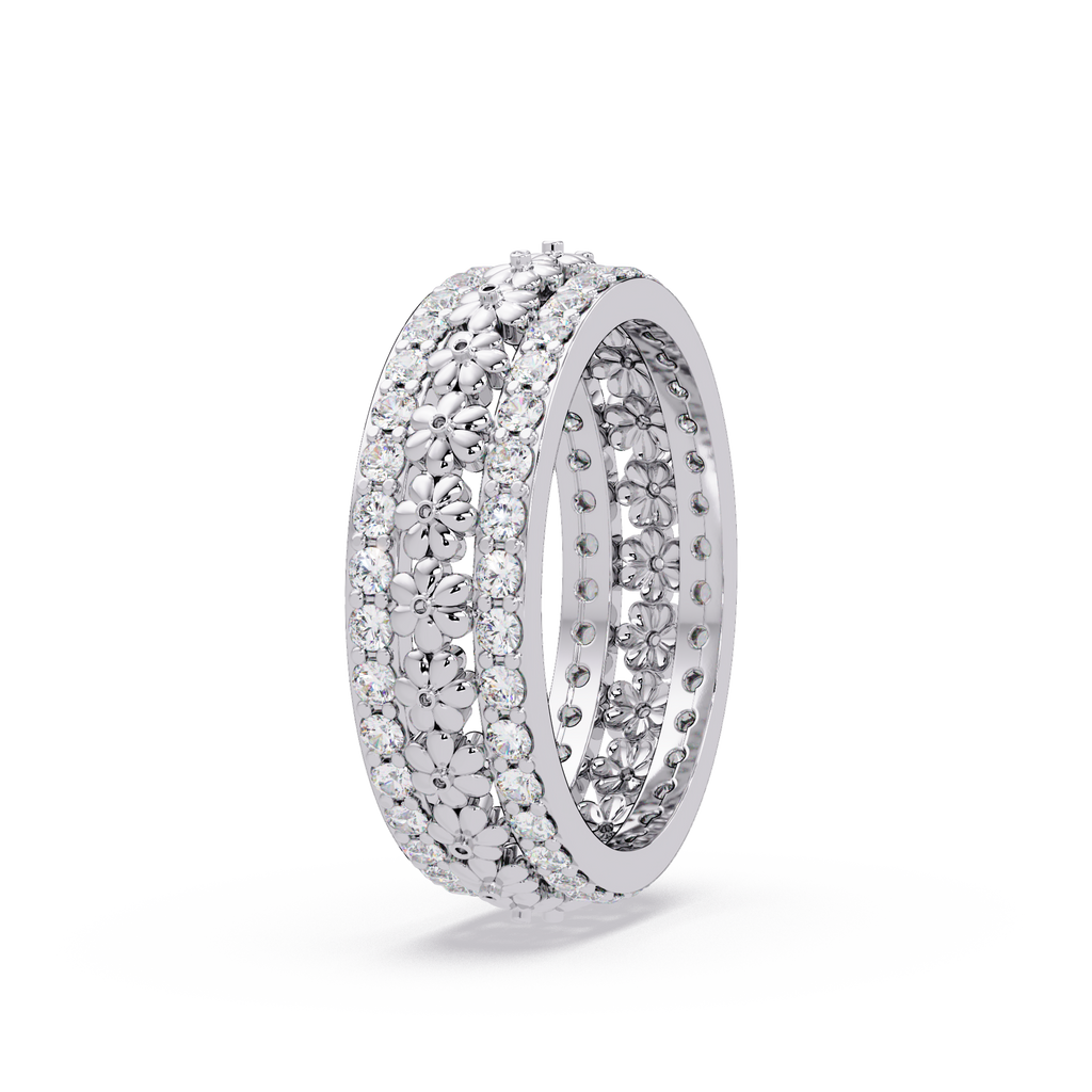 Radiant Cut Diamond Floral Eternity Band Ring