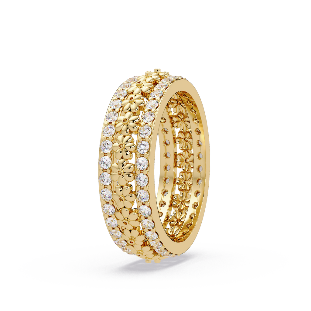Radiant Cut Diamond Floral Eternity Band Ring