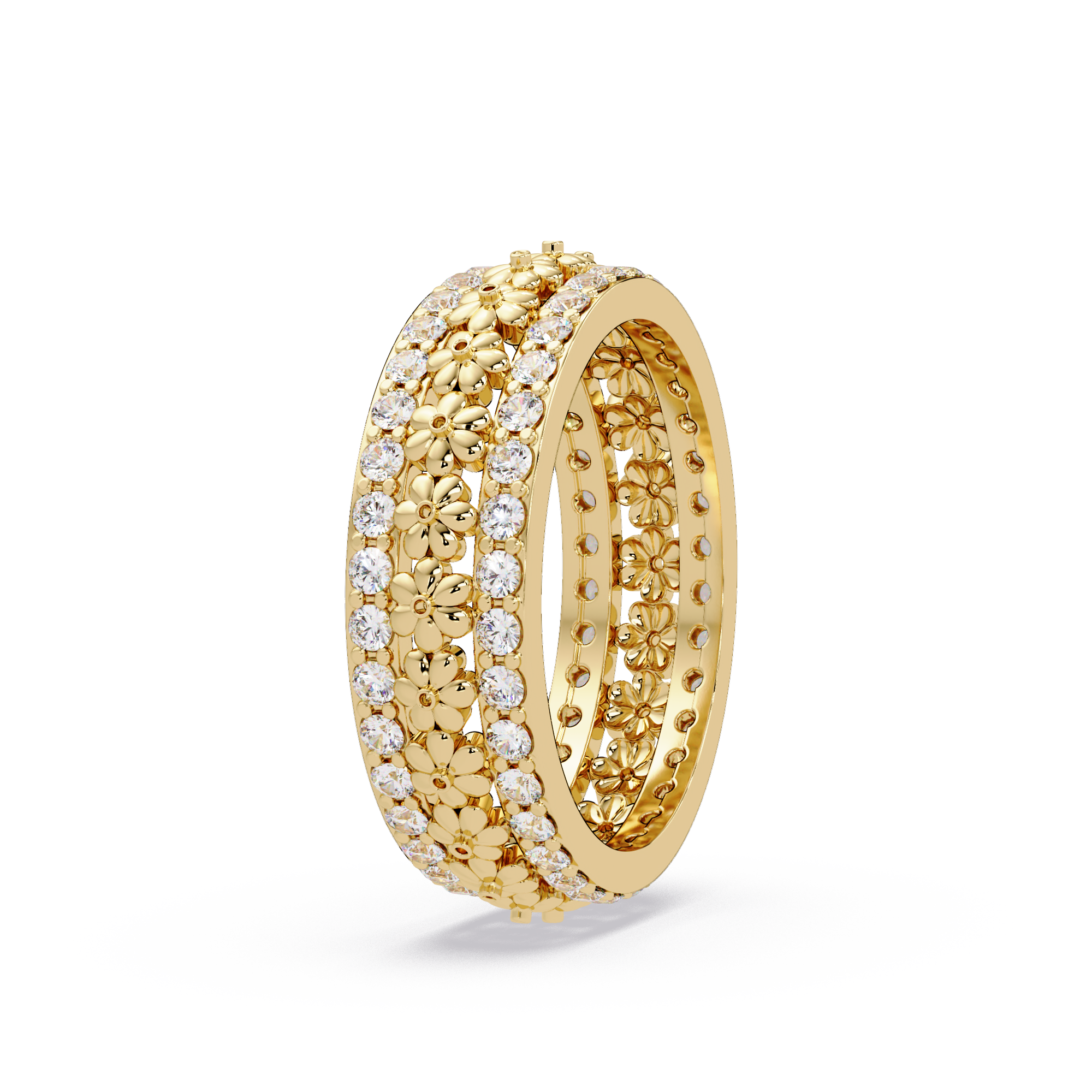 Radiant Cut Diamond Floral Eternity Band Ring