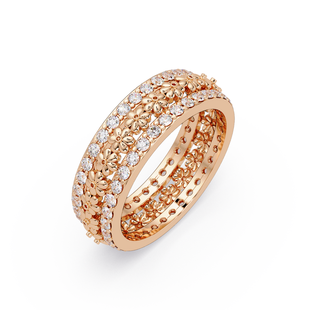 Radiant Cut Diamond Floral Eternity Band Ring