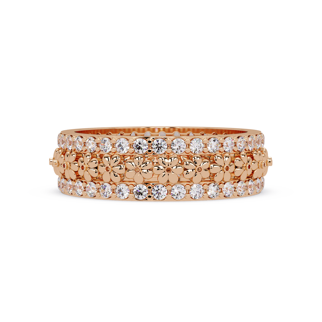 Radiant Cut Diamond Floral Eternity Band Ring