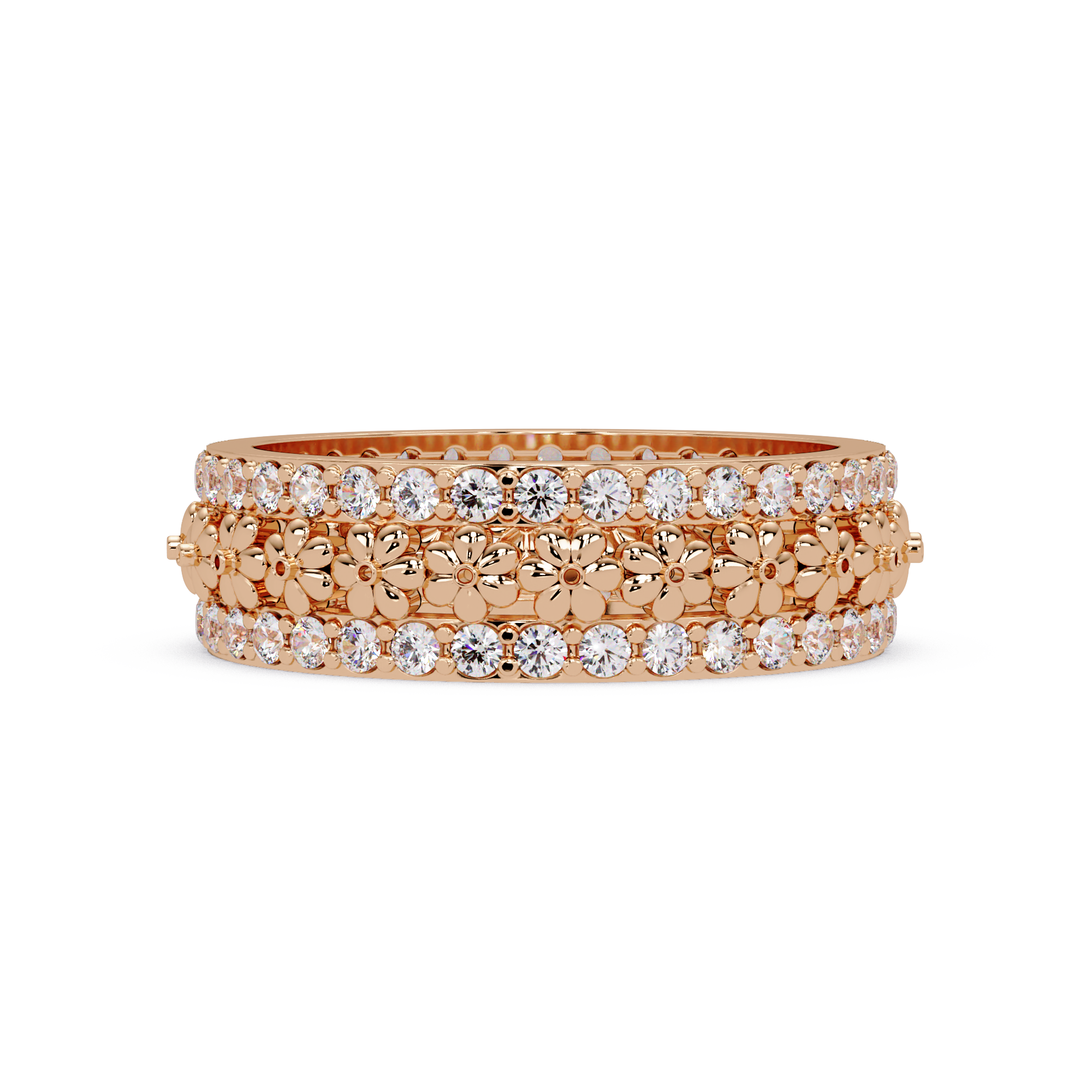 Radiant Cut Diamond Floral Eternity Band Ring