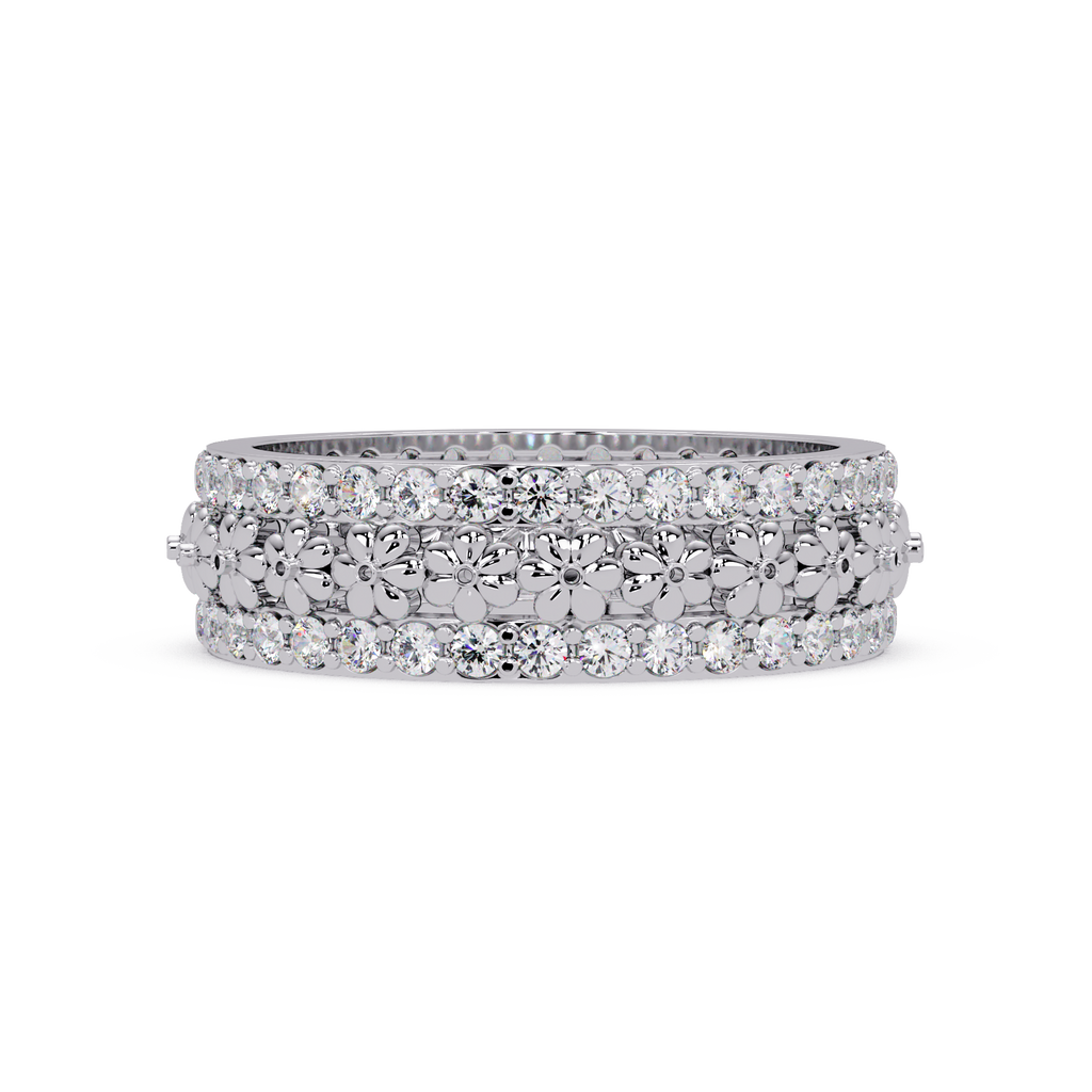 Radiant Cut Diamond Floral Eternity Band Ring