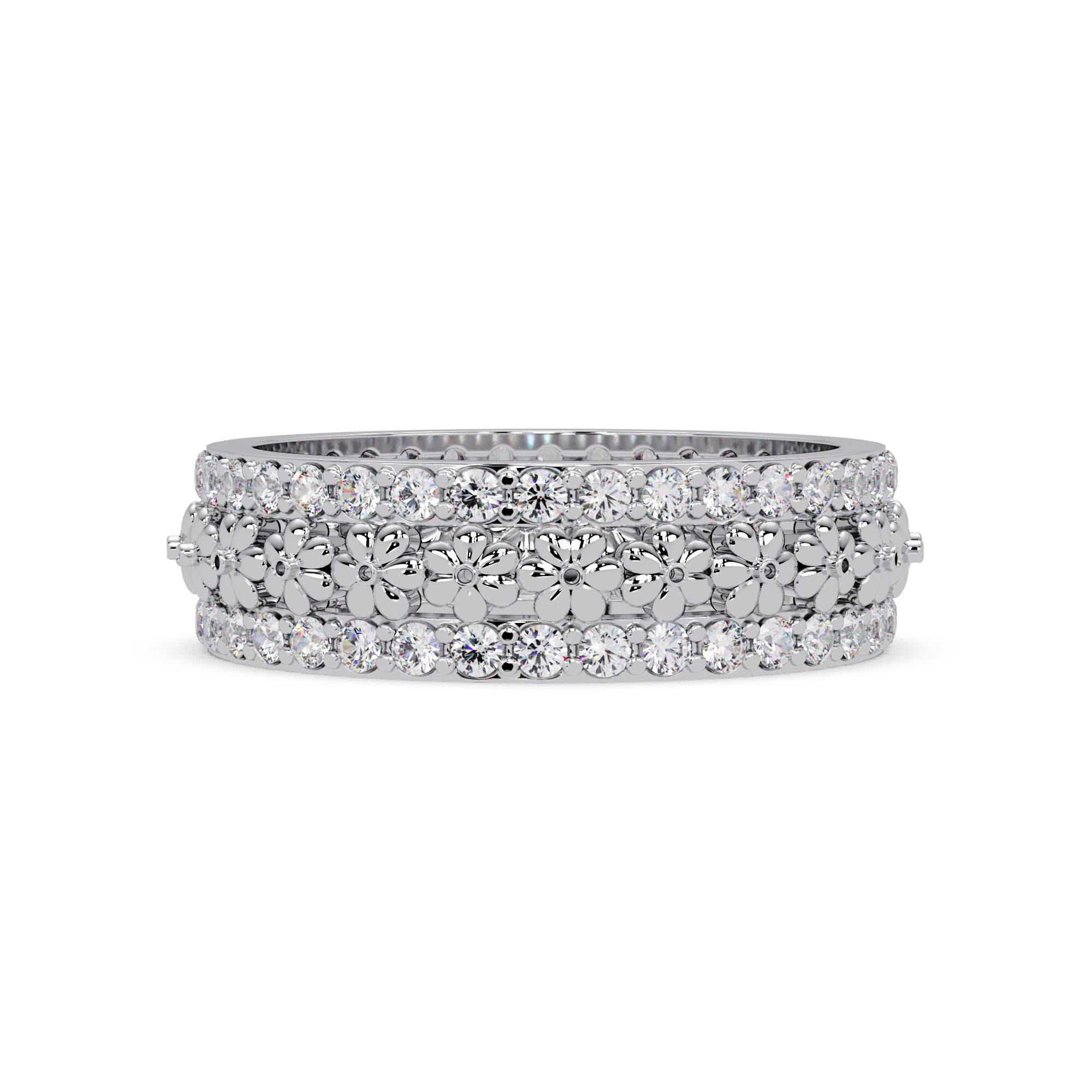 Radiant Cut Diamond Floral Eternity Band Ring