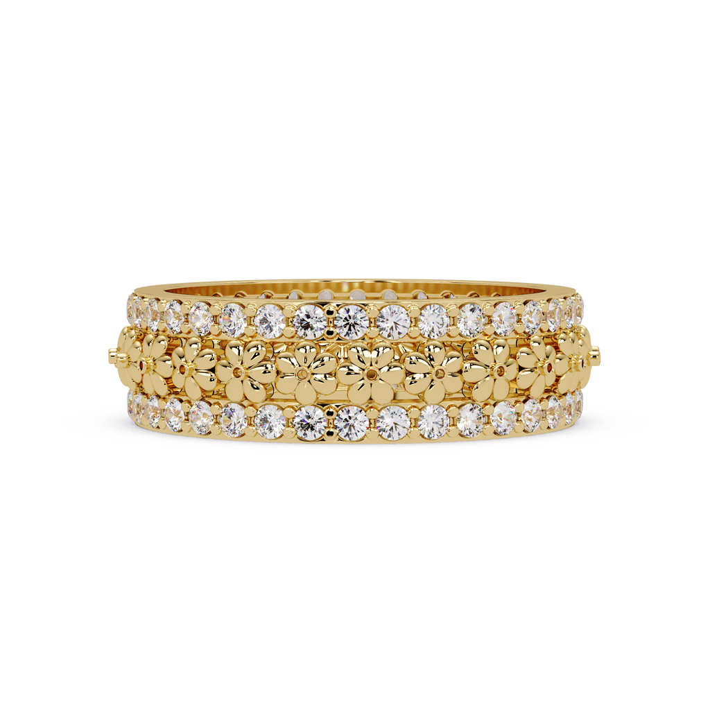 Radiant Cut Diamond Floral Eternity Band Ring