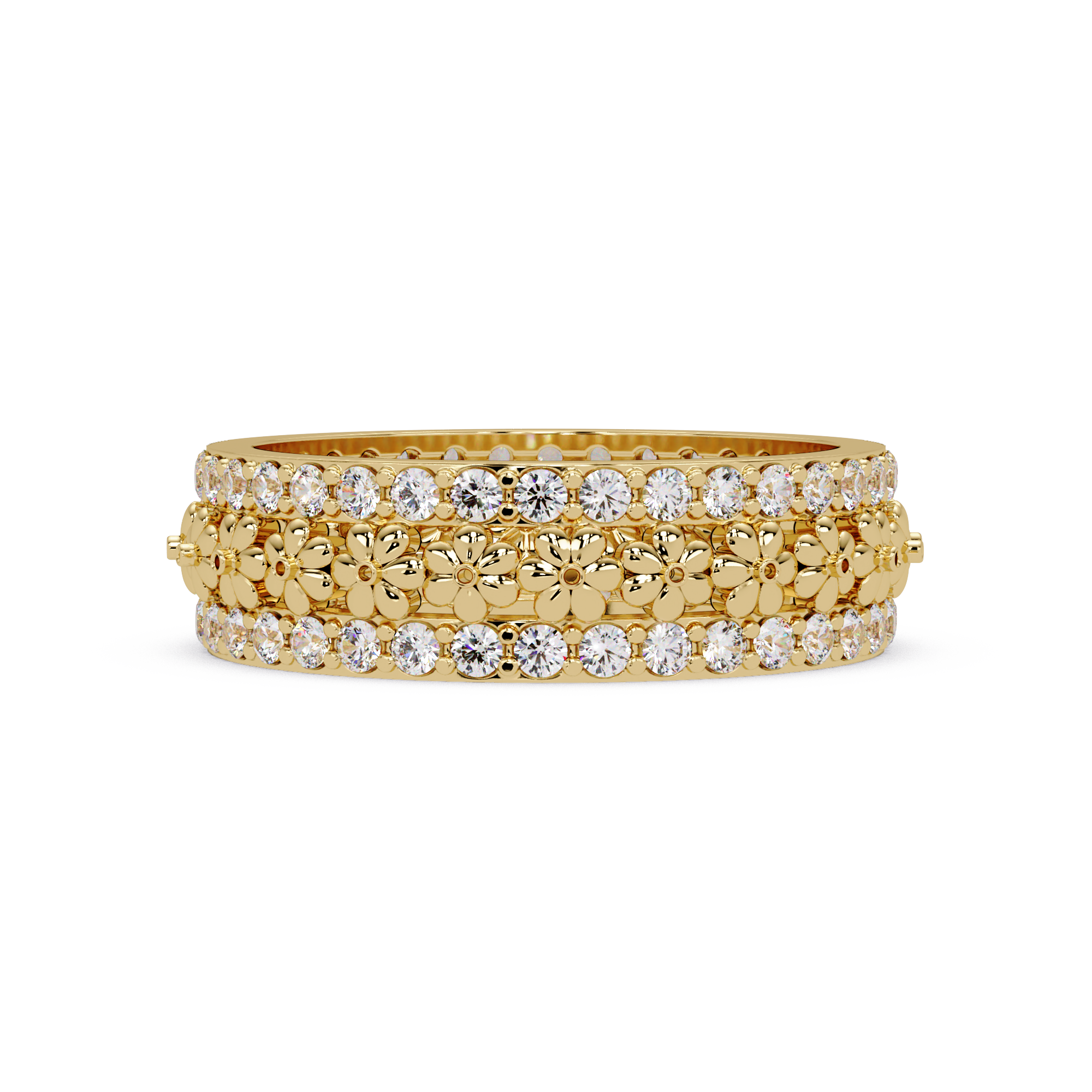 Radiant Cut Diamond Floral Eternity Band Ring
