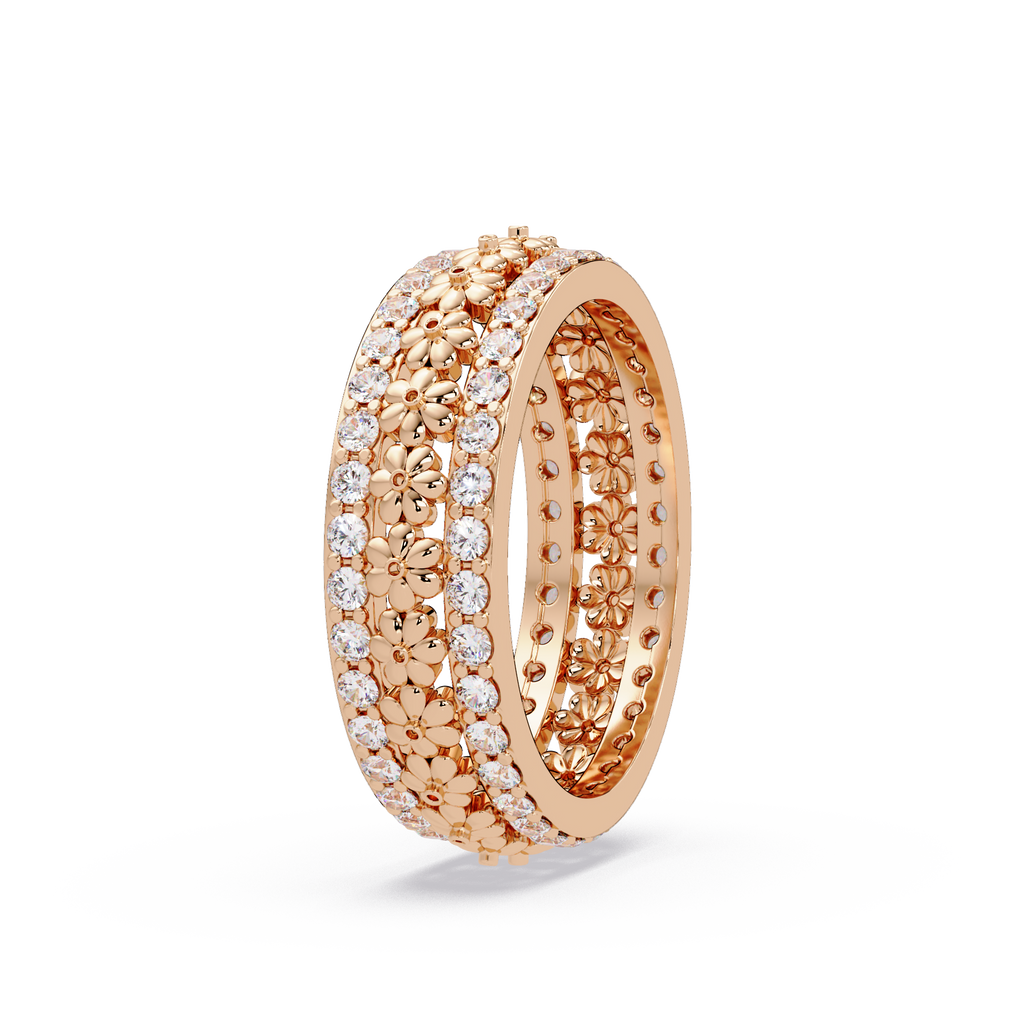 Radiant Cut Diamond Floral Eternity Band Ring