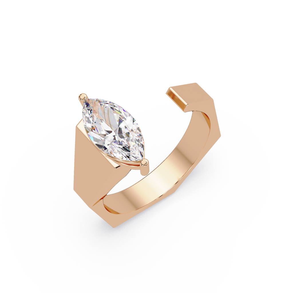Emerald, Pear & Round Cut Diamond Band Ring