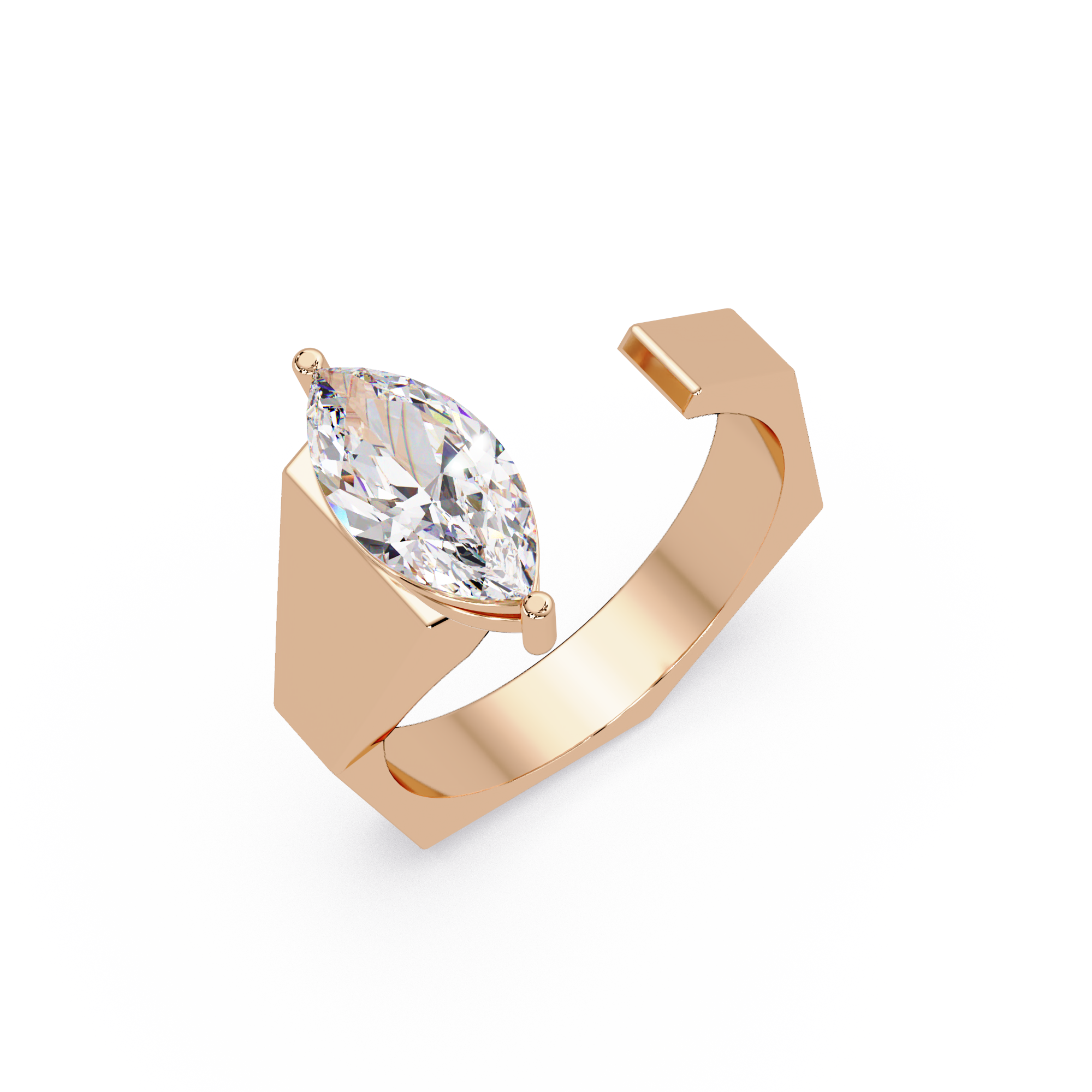 Emerald, Pear & Round Cut Diamond Band Ring