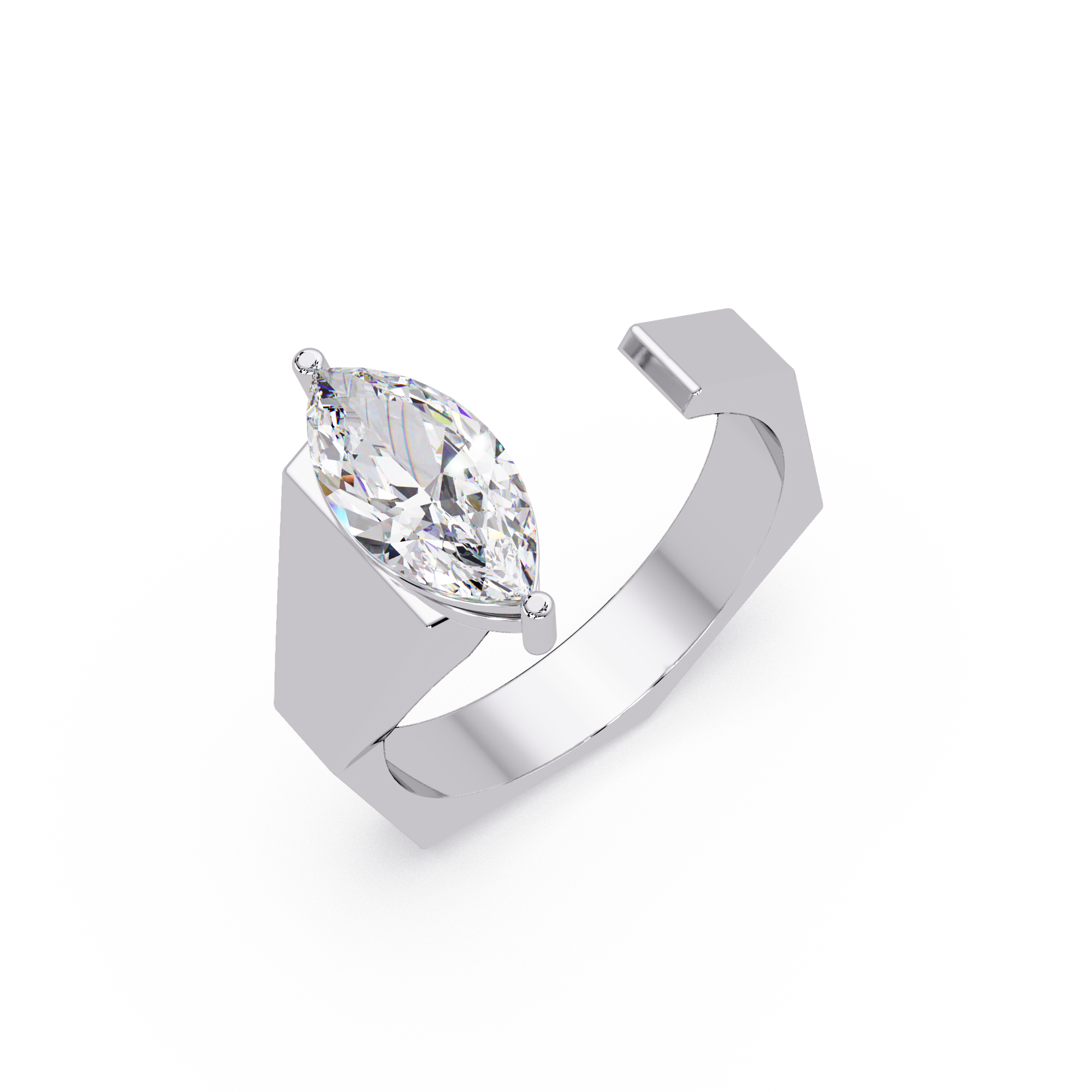 Emerald, Pear & Round Cut Diamond Band Ring