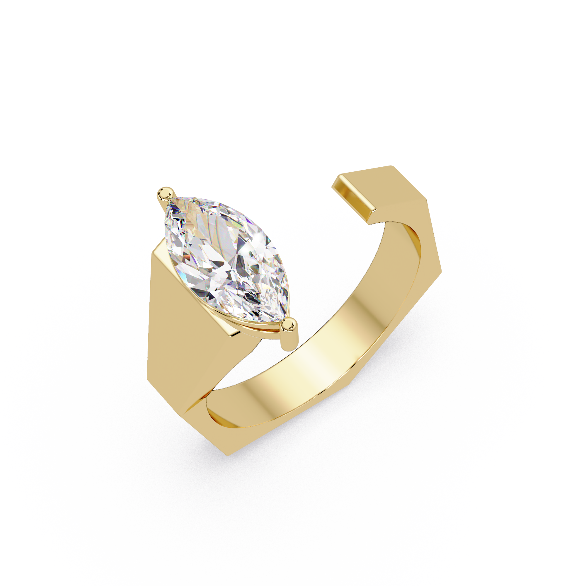 Emerald, Pear & Round Cut Diamond Band Ring