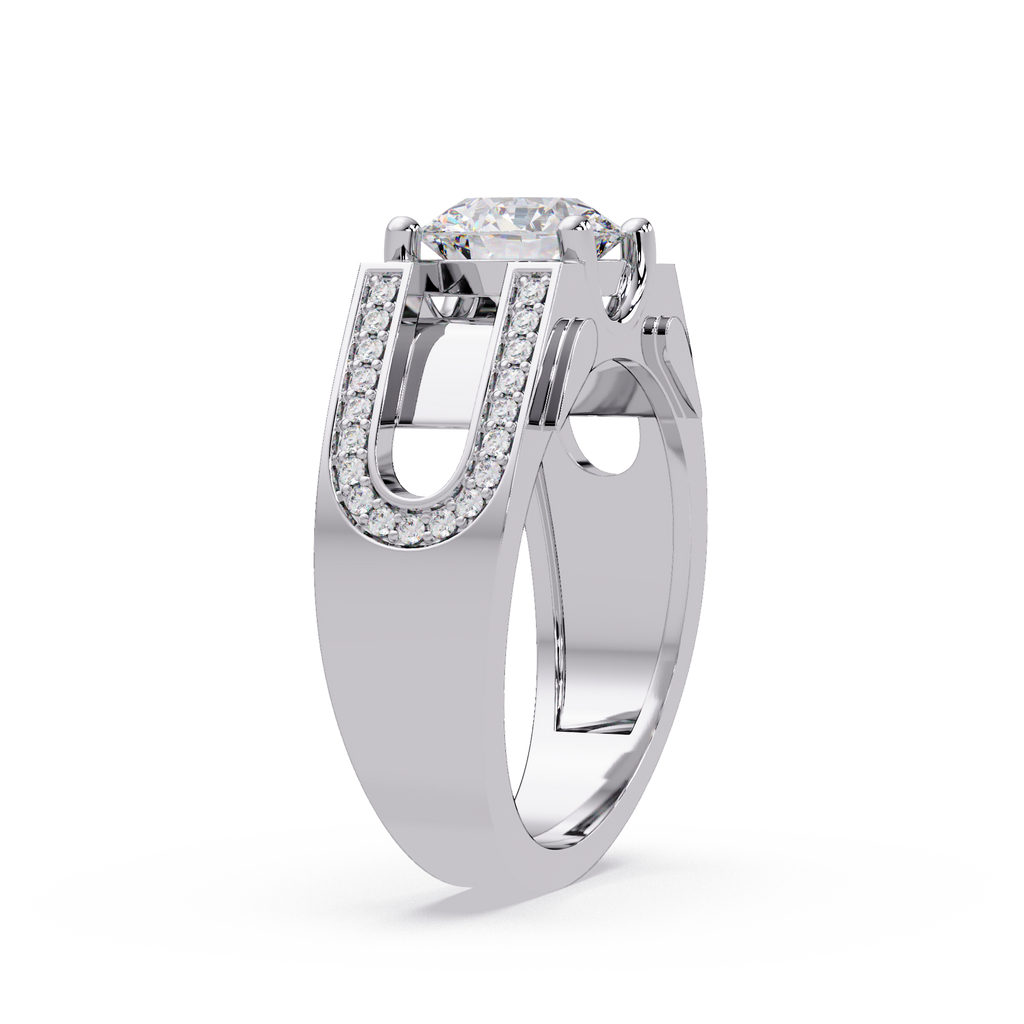Emerald Square, Marquise & Round Cut Diamond Ladies Ring