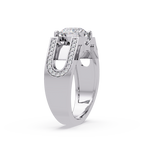 Emerald Square, Marquise & Round Cut Diamond Ladies Ring