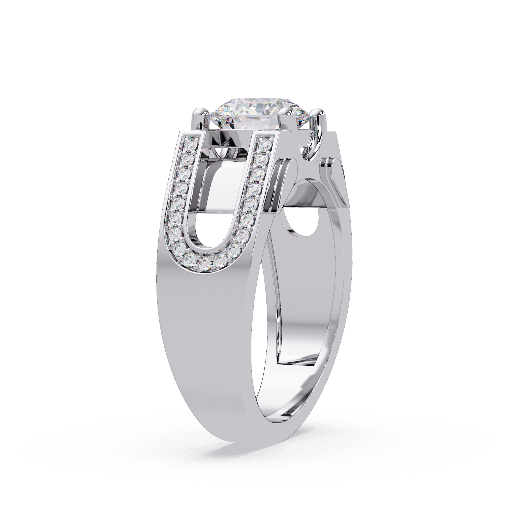 Emerald Square, Marquise & Round Cut Diamond Ladies Ring