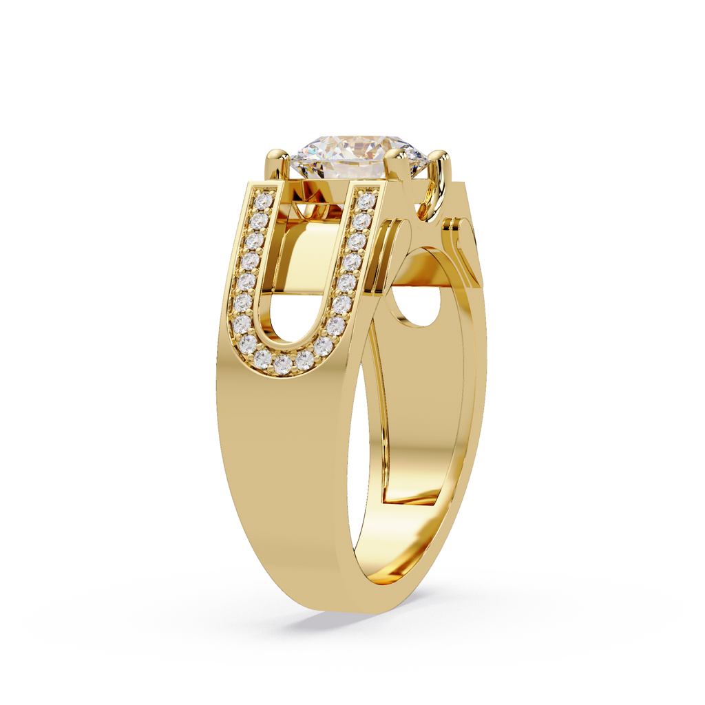 Emerald Square, Marquise & Round Cut Diamond Ladies Ring