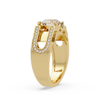 Emerald Square, Marquise & Round Cut Diamond Ladies Ring