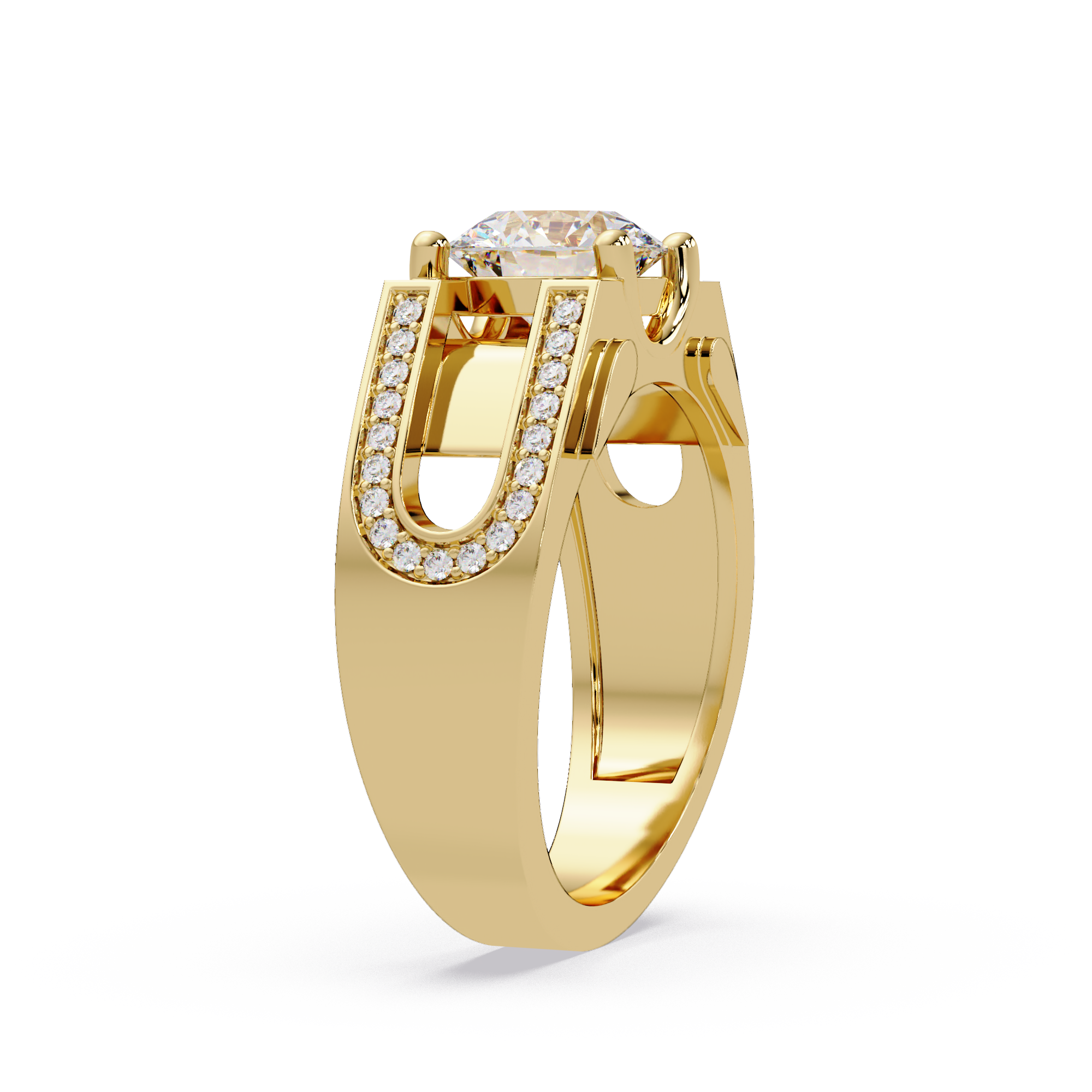 Emerald Square, Marquise & Round Cut Diamond Ladies Ring
