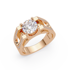 Emerald Square, Marquise & Round Cut Diamond Ladies Ring