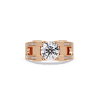 Emerald Square, Marquise & Round Cut Diamond Ladies Ring