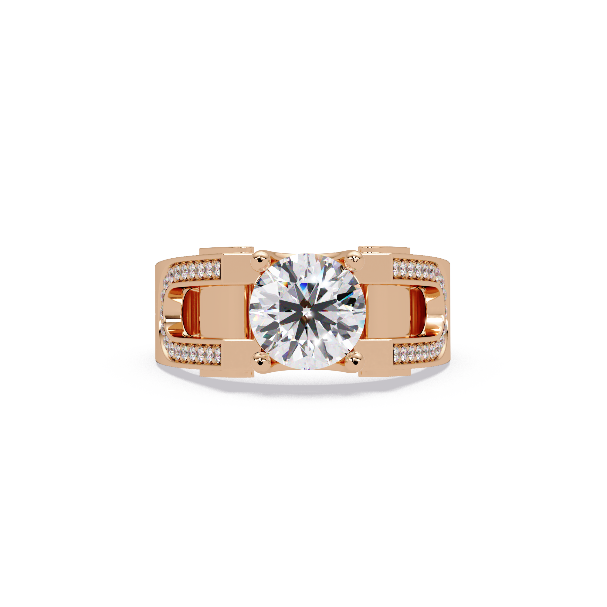 Emerald Square, Marquise & Round Cut Diamond Ladies Ring