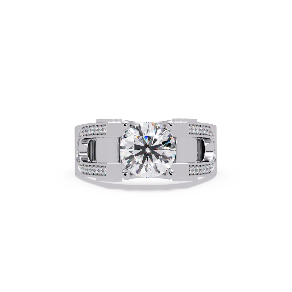 Emerald Square, Marquise & Round Cut Diamond Ladies Ring