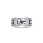 Emerald Square, Marquise & Round Cut Diamond Ladies Ring