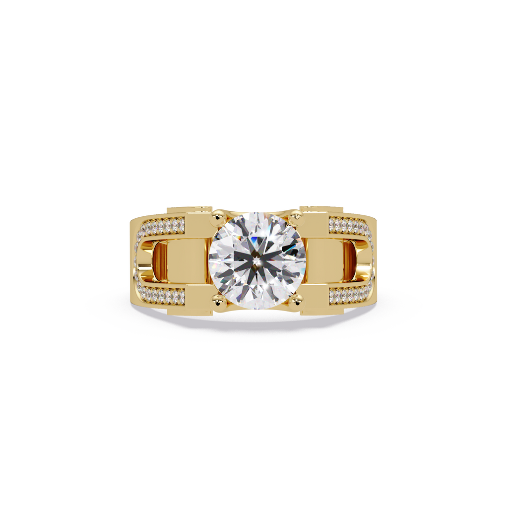 Emerald Square, Marquise & Round Cut Diamond Ladies Ring