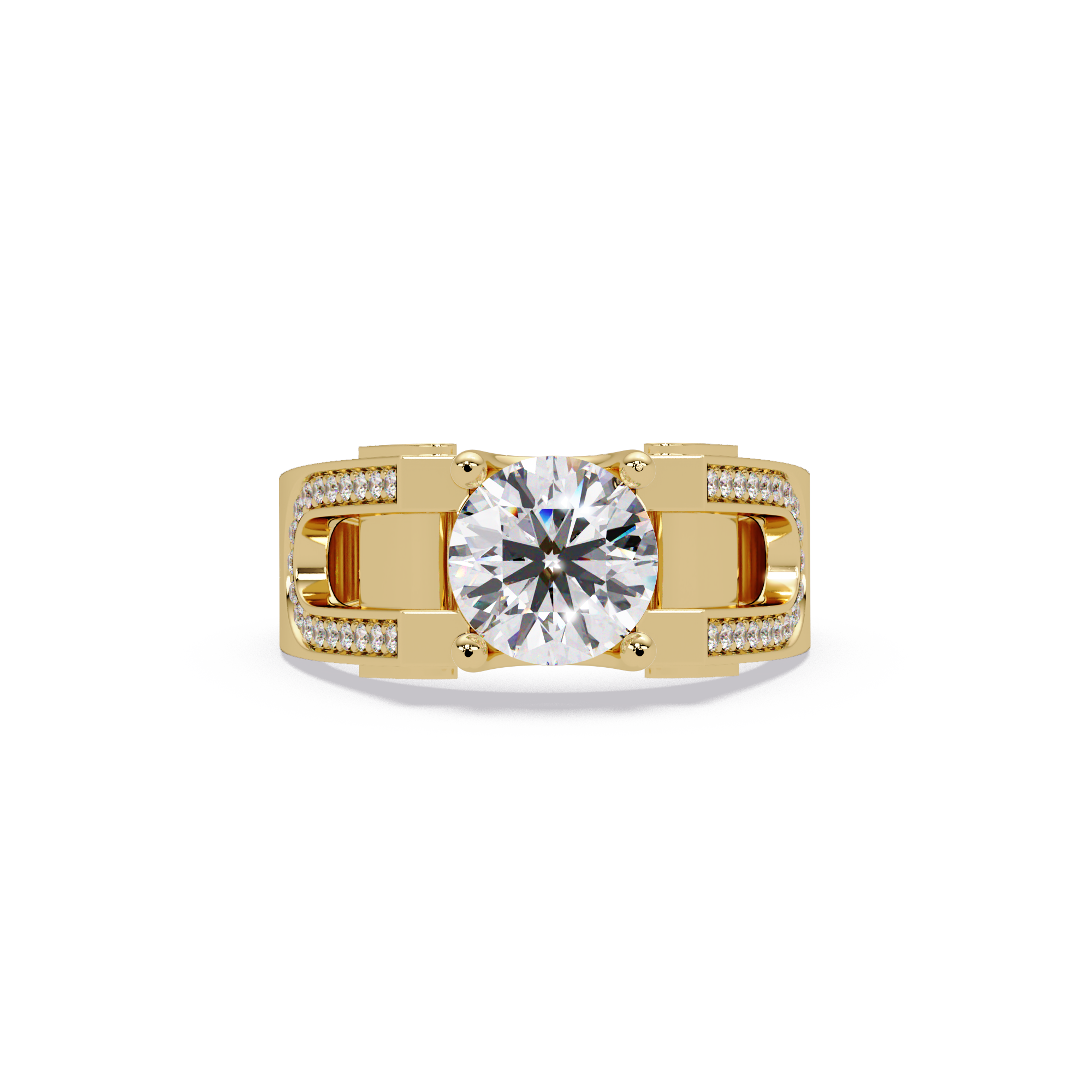 Emerald Square, Marquise & Round Cut Diamond Ladies Ring