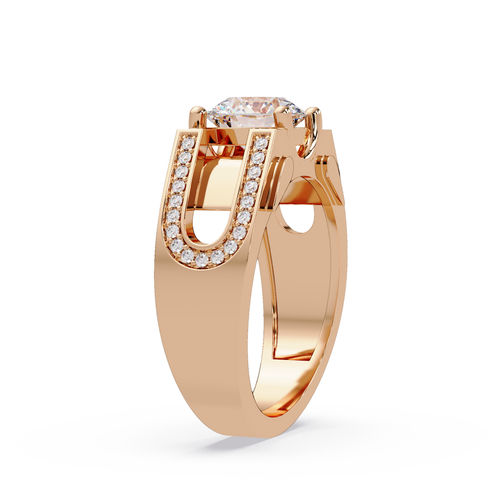Emerald Square, Marquise & Round Cut Diamond Ladies Ring