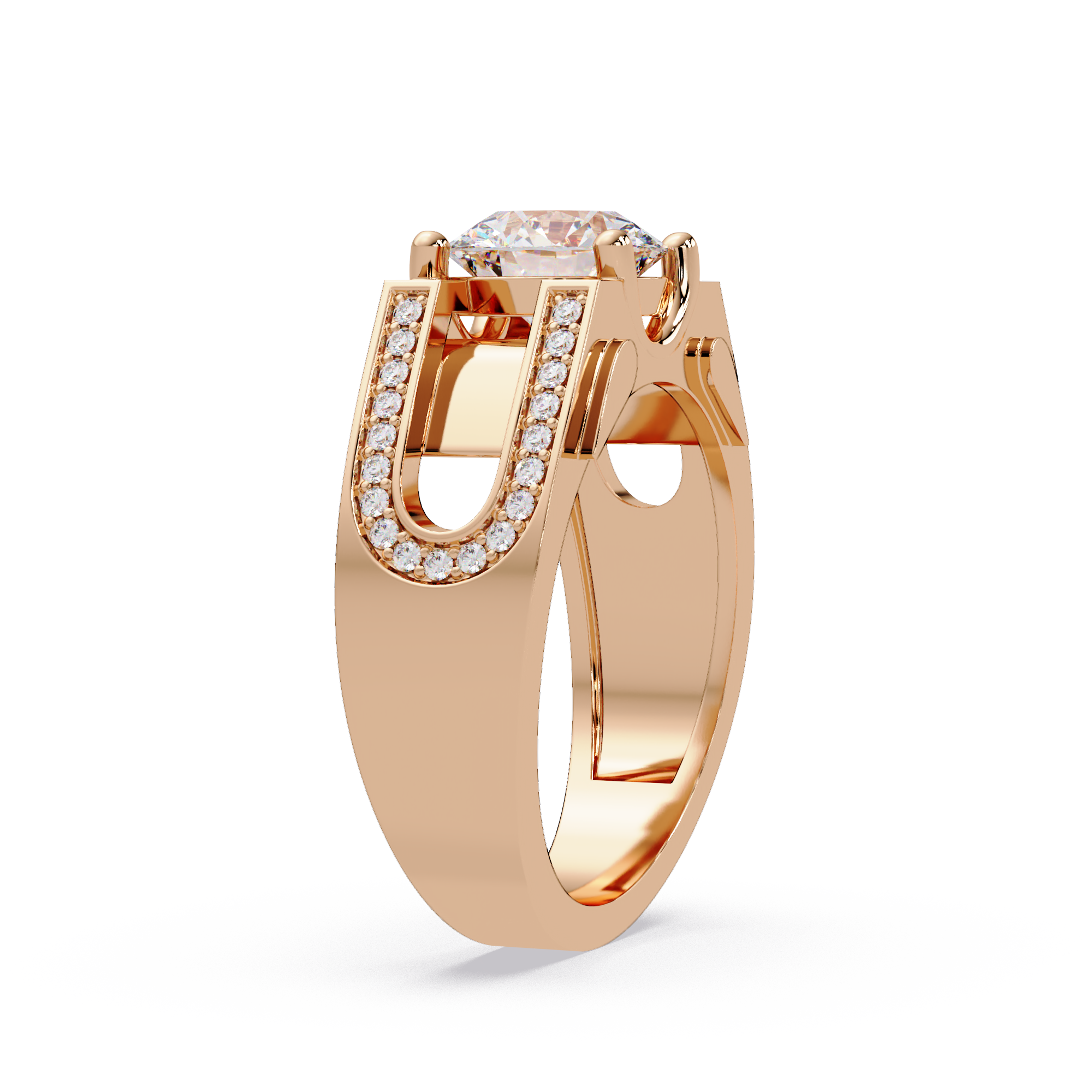 Emerald Square, Marquise & Round Cut Diamond Ladies Ring