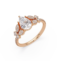 Pear Shape Diamond Floral Engagement Ring