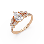 Pear Shape Diamond Floral Engagement Ring