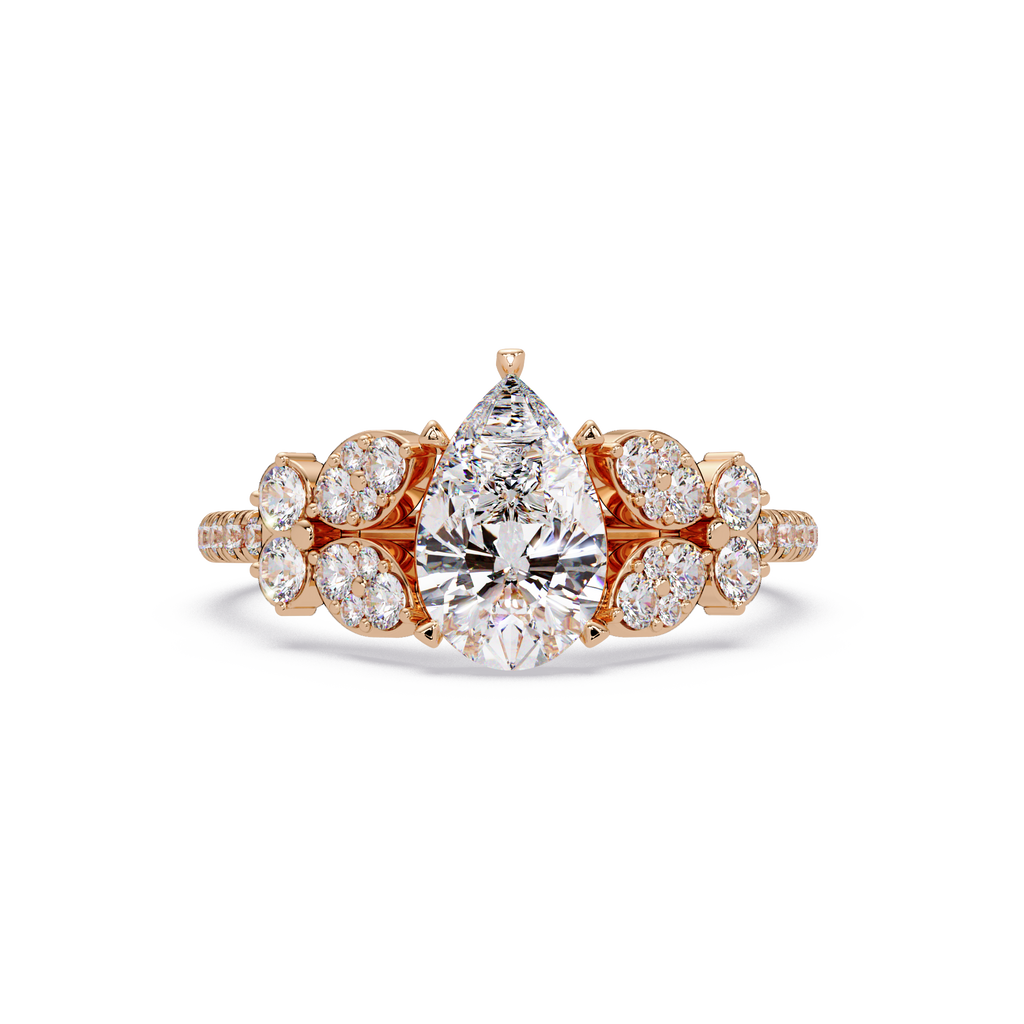Pear Shape Diamond Floral Engagement Ring