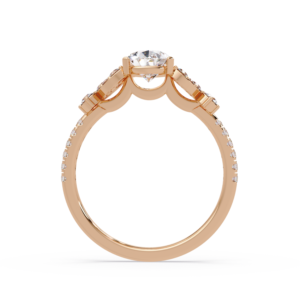 Pear Shape Diamond Floral Engagement Ring
