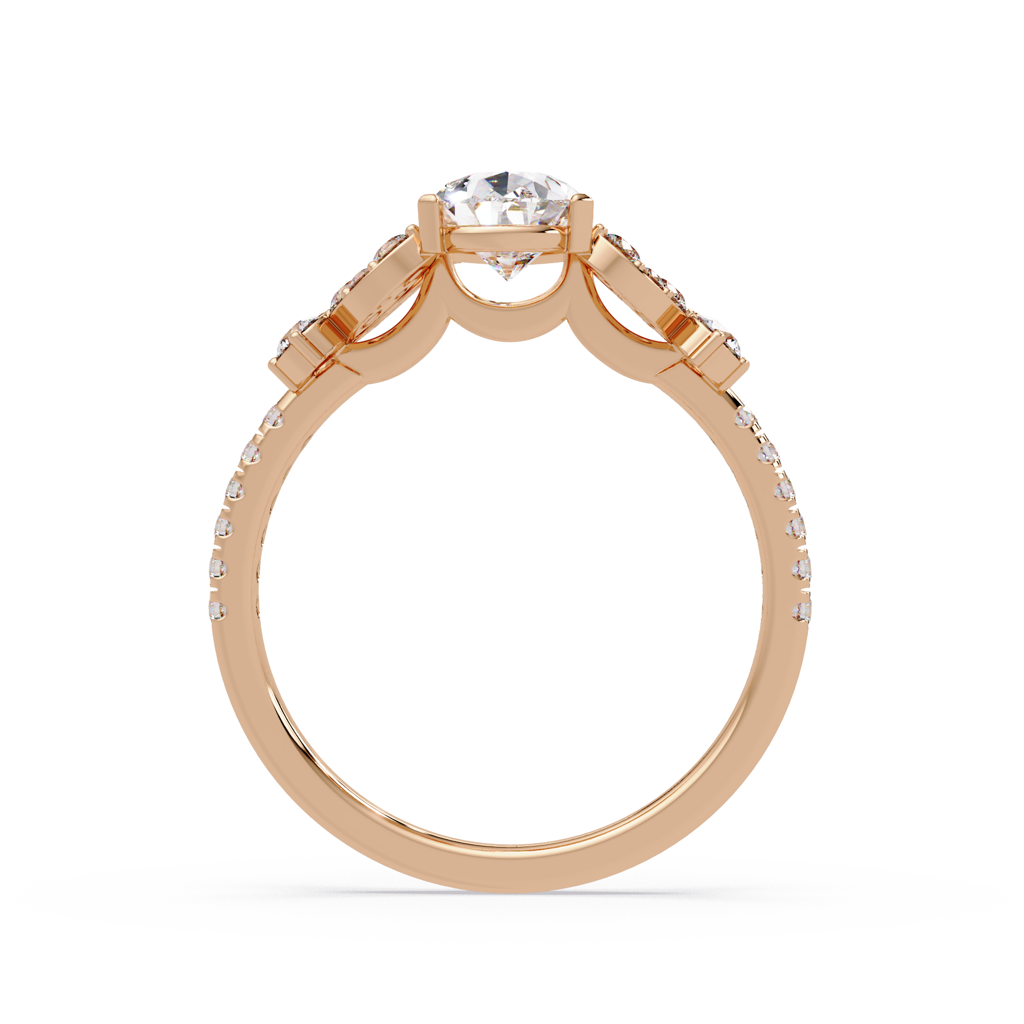 Pear Shape Diamond Floral Engagement Ring